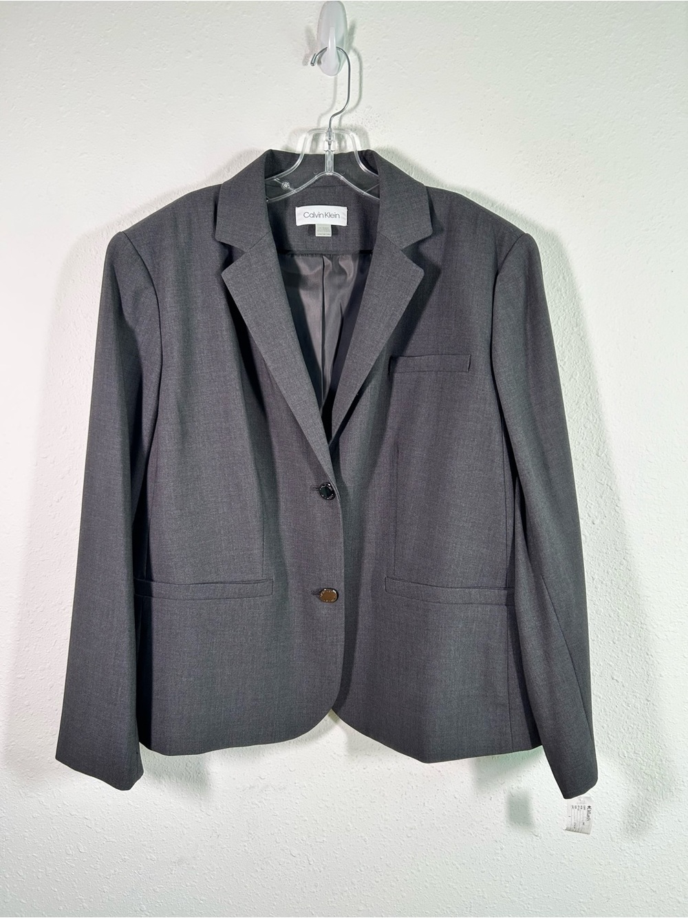 Calvin Klein Two Button Blazer Suit Jacket Womens Plus Size 24W Gray Work Office